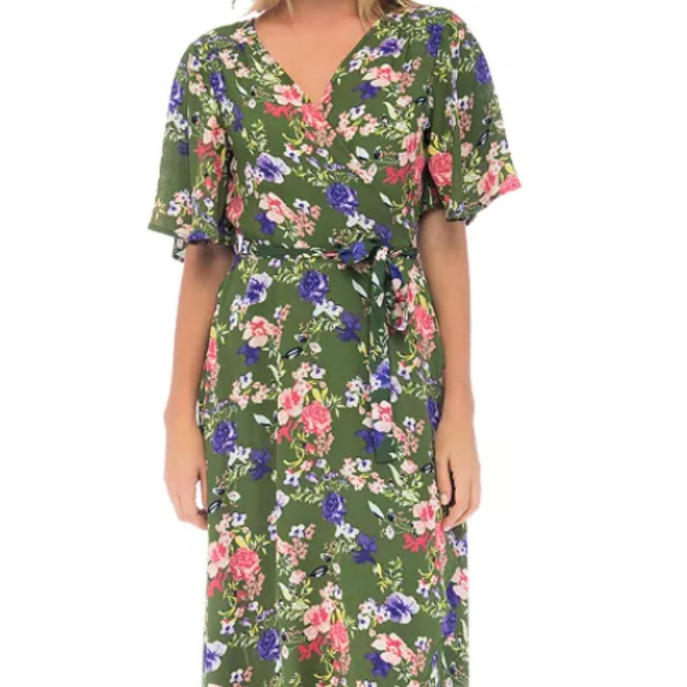 B Collection by Bobeau Green Floral Dress